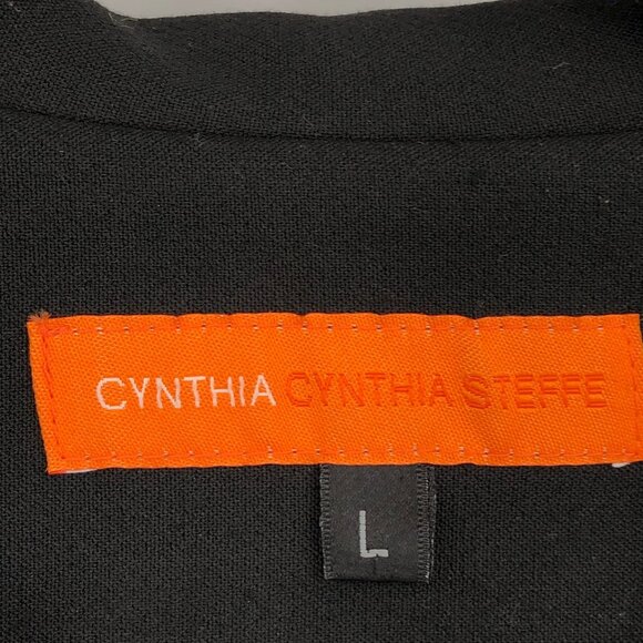 Cynthia Steffe Black Classic Pea Coat | Embroidered Detail - Picture 5 of 6